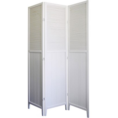 Shutter Door 3 Panel Room Divider – White